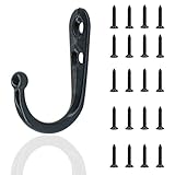 10 pcs Black Coat Hooks for Hanging Hat, Towel, Key, Robe, Coats, Wall Mounted by Screws…