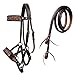 CHALLENGER Horse Western Horse Leather Antique Floral Beaded Bitless Sidepull Bridle Split Reins 77RS41