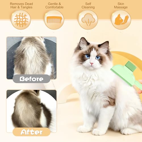 Redamancy 2 Stück Katzenbürste, Hundebürste Fellblitz Bürste Katze, Selbstreinigende Haustierkamm, Bürste Katze Mit Auslösetaste Schnelles Reinigen für Langhaarpflege Haustier