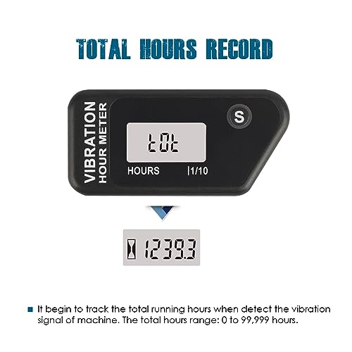 image for Runleader Digital Self Powered Hour Meter,Vibration Activated,Resettab
