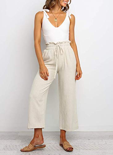 Dokotoo CT5W771296-16-L Womens Comfy Casual Loose Stretch Drawstring Tie Elastic Waist Solid Jogging Jogger Work Office Wide Leg Pants Sweatpants thumb #6