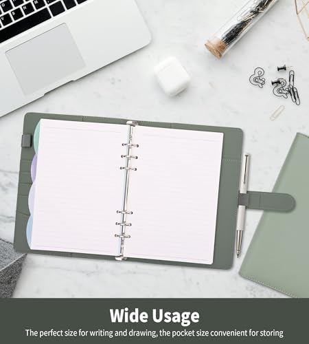 CRHOEIQ Ringbuch A5 Nachfüllbar, 6 Loch A5 Binder Notizbuch (Innenpapier Nicht Enthalten), Budget Binder Organizer Für Büro Schule und Reisearbeit(Grün)
