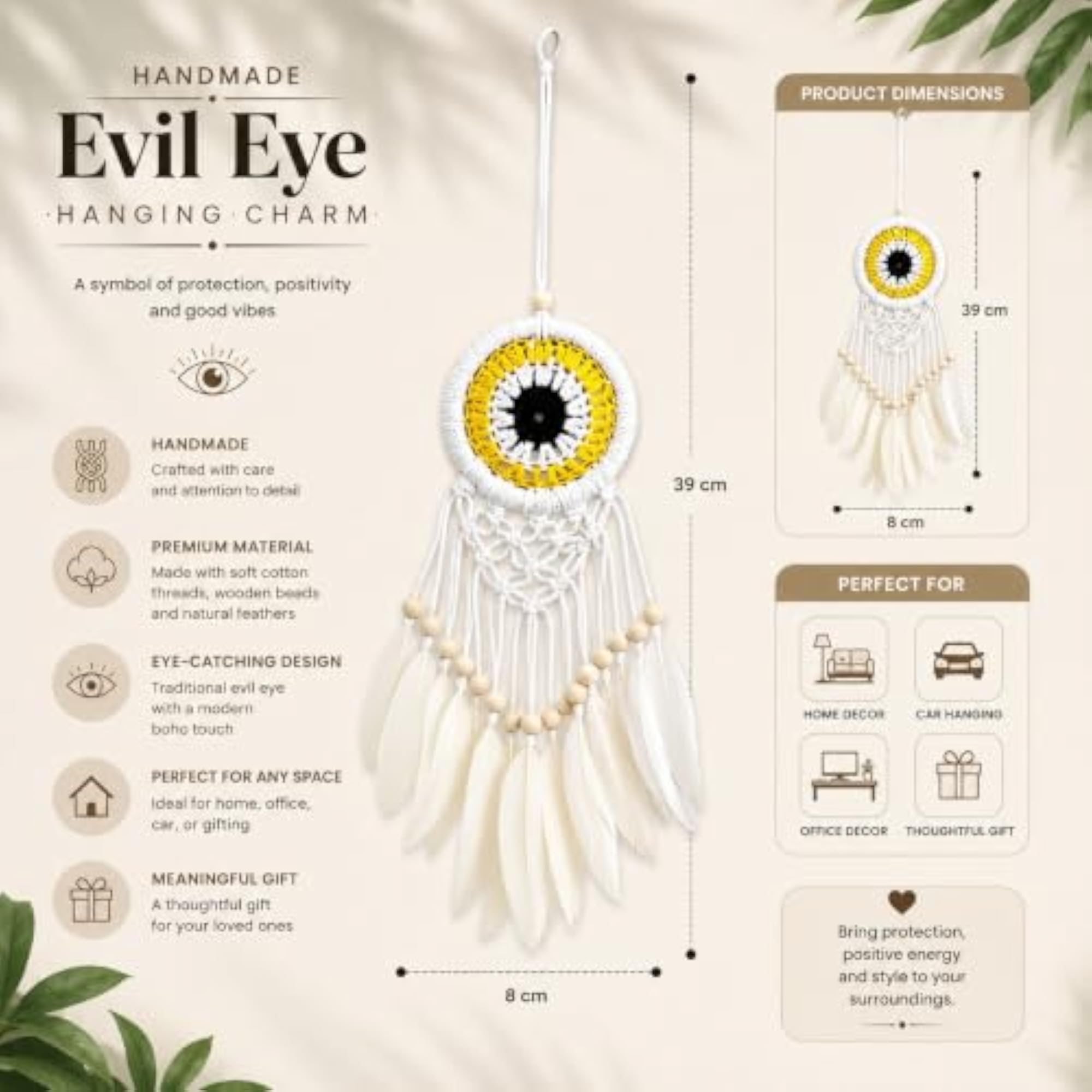 SADAF'S Art Evil Eye Dream Catcher Wall Hanging