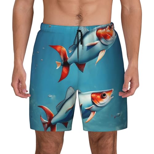 Short de bain respirant pour homme avec motif de poissons volants
