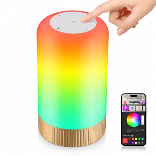RGBICWW Smart Table Lamp, Touch Bedside Lamp with App Control,