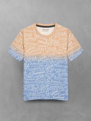 Image of HELLCAT Trendy Front & Back Graphic Printed Cotton Blend Half Sleeve Premium Round Neck Tshirt for Boys - Pack of 2