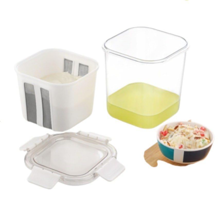 Vishal Stainless Steel Yogurt Filter with 304 Mesh – 1100ml Strainer & 1800ml Container | Multipurpose Yogurt Strainer, Cheese Maker, Curd Filter, Nut Milk & Greek Yogurt Maker (White)-image-19