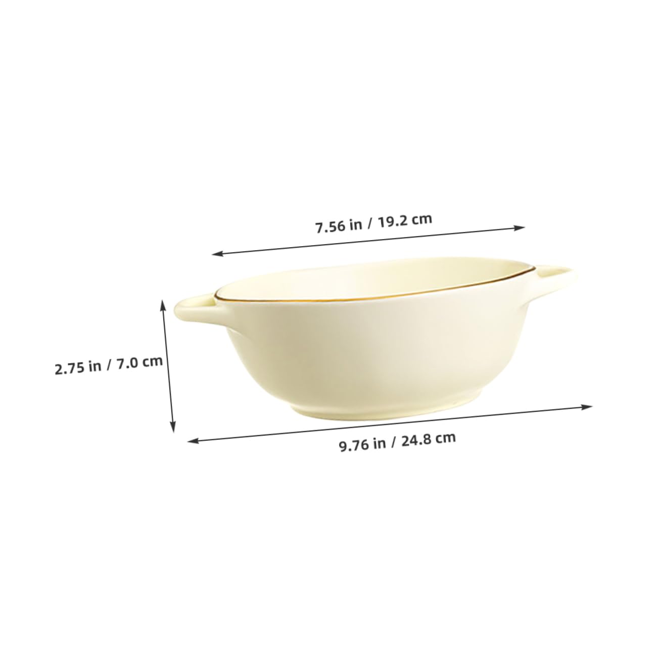 Mipcase Cuenco Resistente al Calor Óxido Beige de Cerámica de 1200ml Doble Asa Adecuado para Ensaladas y Uso Diario en Lavavajillas