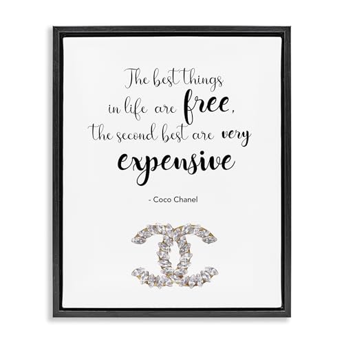 Image of 'Best Things In Life Fashion Phrase'| Floating Frame Canvas Art | Stupell Industries | Black, 17 x 21 Inches, Easy to Hang and Sturdy, Made in USA, by Ziwei Li