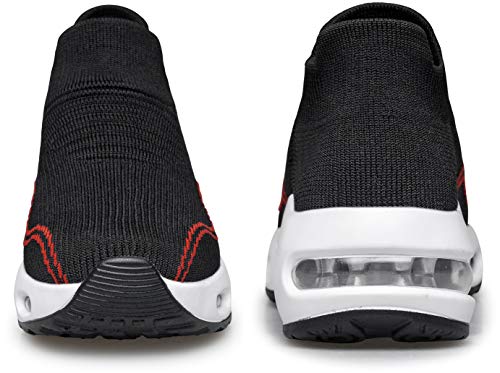 Doussprt Womens Walking Shoes Slip On Sock Sneakers Lady Girls Nurse Mesh Air Cushion Platform Loafers Fashion Casual Size 11 Black&White #TOP2