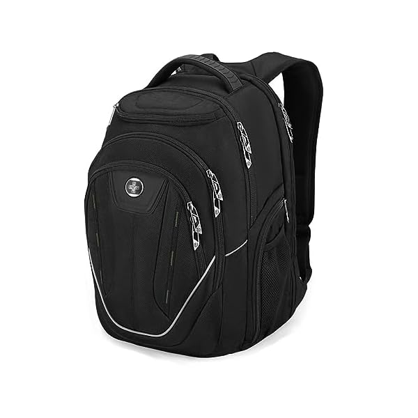 Swissdigital Design Large Travel Backpack For Men, TSA-Friendly Business Laptop Backpack, USB Charging Port，RFID Protection Tech Backpack Fits 15.6Inch Laptop (TERABYTE J16BTF-21) One Nation One World