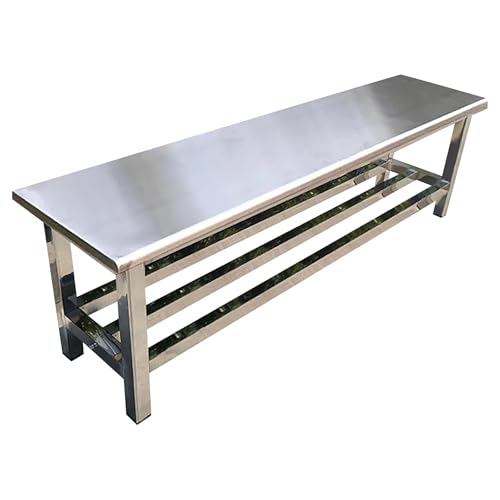 Stainless Steel Park Bench Outdoor Benches Weatherproof Shoe-Changing Bench for Park, Shopping Mall, Residential Area, School, Workshop, Canteen(100x35x45cm/39.4x13.8x17.7in)