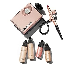 LUMINESS Legend Makeup Airbrush System & 4-Piece Foundation Starter Kit, Shade Fair – Quick, Easy & Long Lasting Application – Includes (2) Silk 4-In-1 Foundation, Highlighter & Blush