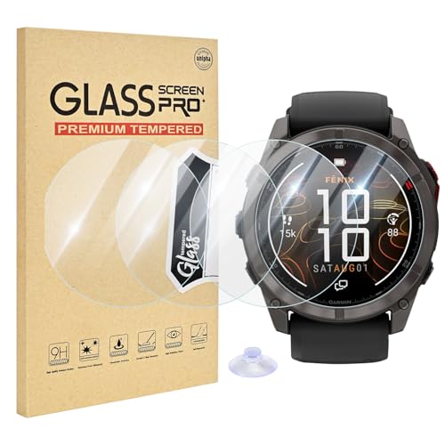 Image of 4 Pack Compatible for Garmin Fenix 8 Pro Amoled /MicroLED 51mm Screen Protector, HD Clear 9H Tempered Glass Protective Film for Fenix 8 Pro 51mm Watch Screen, Anti-scratch & Sensitive Touch