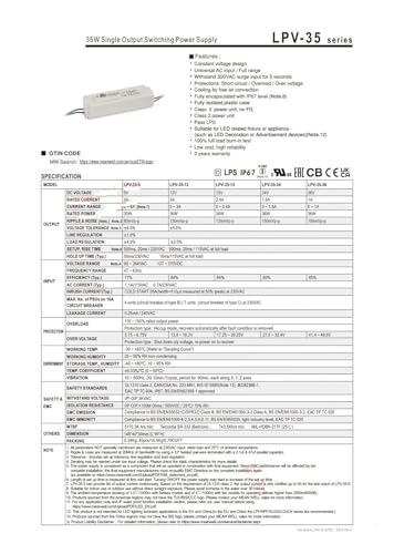 Alimentation à découpage 35W LPV-35-12 avec boîtier d'éclairage étanche 12V