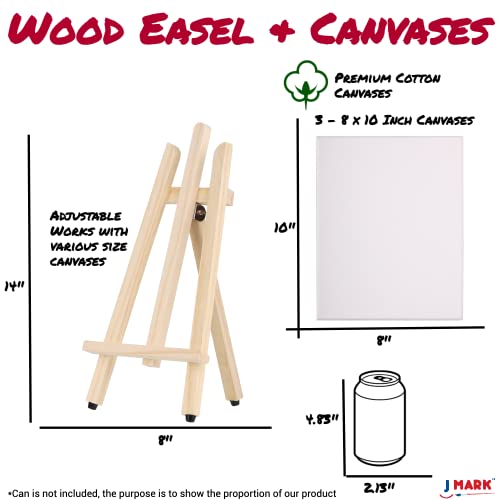 J Mark Canvas And Paint Set -39 Canvas Paint Set Includes 24 Acrylic Paints, 3 Canvas, Brushes, Wood Palette, Table Easel, Color Wheel, Spatula -Art Supplies For Beginners -Gift Or Date Night Activity #TOP3