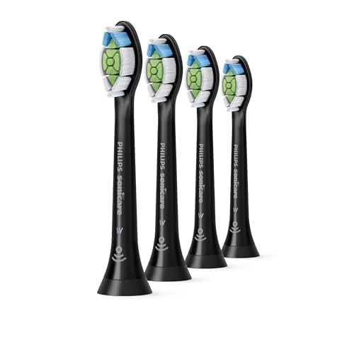 Philips Sonicare Original W2 Optimal White Standard Bürstenköpfe für Schallzahnbürsten – 4er-Pack, in Schwarz (Modell HX6064/11)