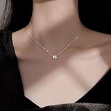 Collar de Plata de Ley S925 de Cuatro Hojas Whale Sen, Nueva Cadena de clavícula a la para Mujer, joyería Ligera de Lujo de Alta Gama