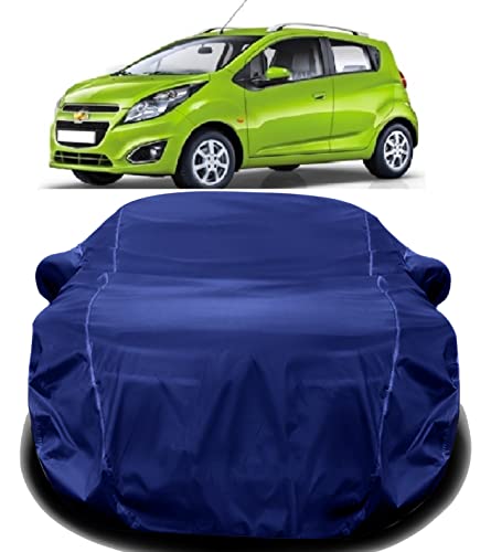 Image of AUCTIMO Beat Car Cover Waterproof /Beat Car Cover Waterproof Dust Proof /Chevrolet Beat Car Cover with Triple Stitched Fully Elastic Ultra Surface Body Protection (Navy Look)