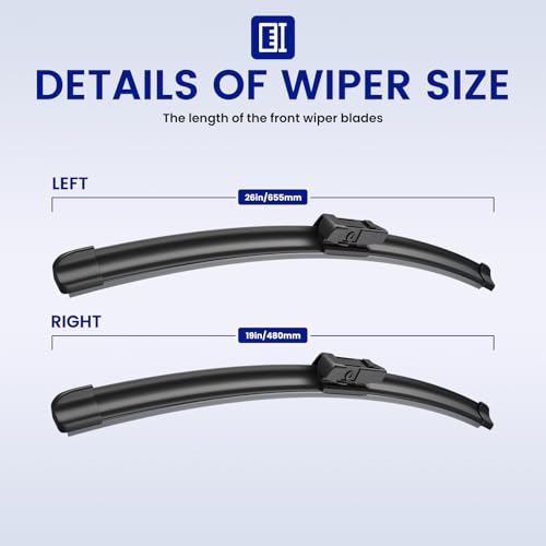 2 Wipers for 2017-2024 Tesla Model 3 Windshield Wiper Blades, 26"+19" by EMITHSUN - Used condition - Image 3