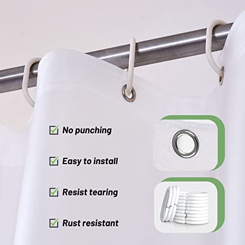 Shakeel White Shower Curtain Mould Proof Resistant, 180cm×200cm Long Waterproof Bathroom Curtains Shower - Image 3