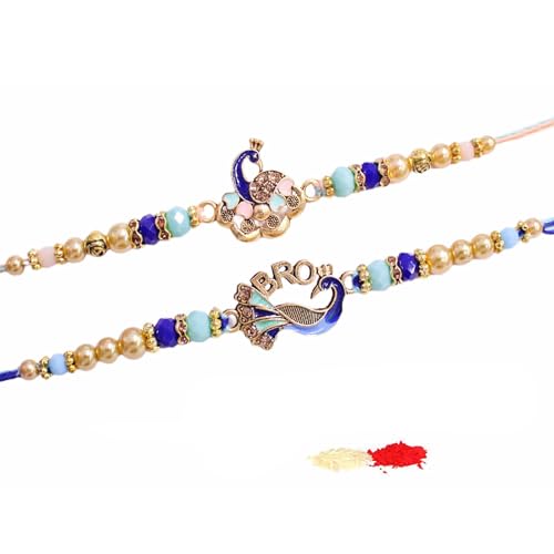 Image of TIED RIBBONS Rakhi for Brother - Set of 2 Rakhi with Tikka - Bracelet Rakhis for Brother Bhaiya Men Boys Kids Bhai - Rakshabandhan Rakhis Combo Set