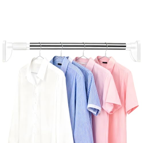 ハンガーロッド | ヘビーデューティ 棚 引き出し式 オーガナイザー | クローゼット用 衣類掛け棒 - 洗濯物 乾燥 用 ワードローブ コート 収納 ベッドルーム クリスマス 旅行 ジャケット 用