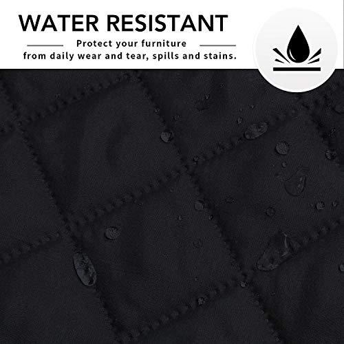 Image of Easy-Going Sofa Slipcover L Shape Sofa Cover Sectional Couch Cover Chaise Lounge Slip Cover Reversible Sofa Cover Furniture Protector Cover for Pets Kids Children Dog Cat (Small,Black /Black)