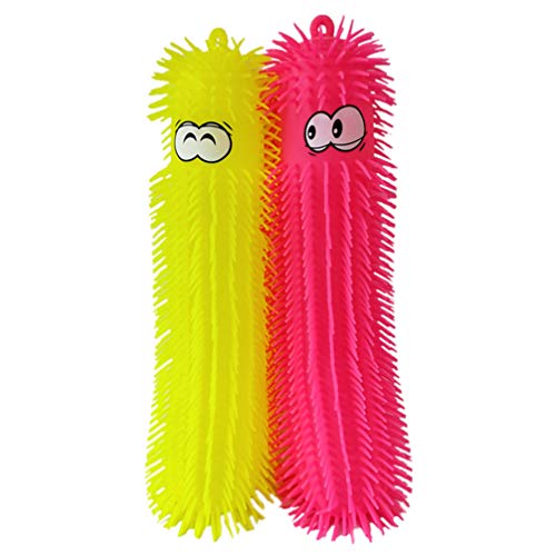 NUOBESTY 2PCS Caterpillar Puffer Toys Light Up Puffer Ball Puffer Sensory Ball Novelty Squeezey Toys for Kids Children Toddler