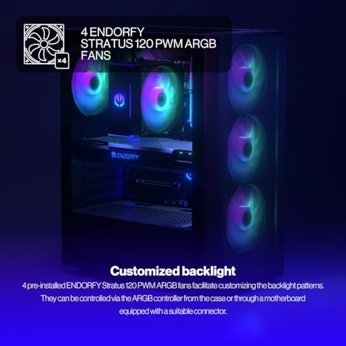 Gabinete para PC ENDORFY Ventum 200 ARGB - Torre Media ATX con panel de vidrio templado, iluminación ARGB y 4 ventiladores preinstalados miniatura 6