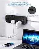 Black Extension Lead, 8 Way Outlets Power Strip with 4 USB Ports, 1800J Surge Protection Double Switch Plug Extension with 1.8M Braided Extension Cord for Home, Office - Image 4