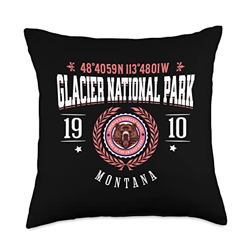 Glacier National Park Montana Grizzly Bear Souvenir Throw Pillow