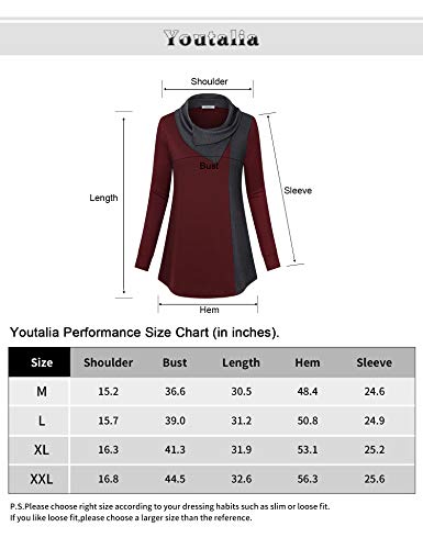 Womens Tunics Plus Size, Youtalia Juniors Tops Cowl Neck Shirt Contrast Loose Fit Trendy Tunic Tops For Leggings For Women Black Xx-Large #TOP5