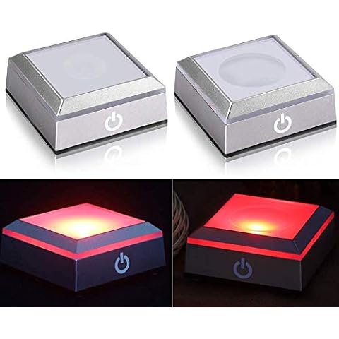 2 Pack LED Light Base Show Stand Display Plate Multicolor Display Light Base 6 Light Modes for 3D Crystal Glass Art with Sensitive Touch Switch Cover