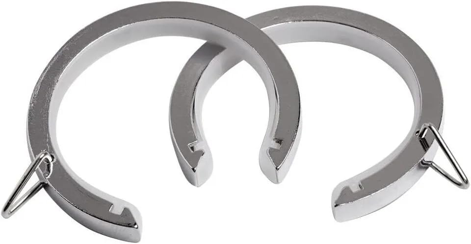 Flat Lined Passing 'C' Rings for 35mm Diameter Metal Curtain Poles (Chrome, 50)
