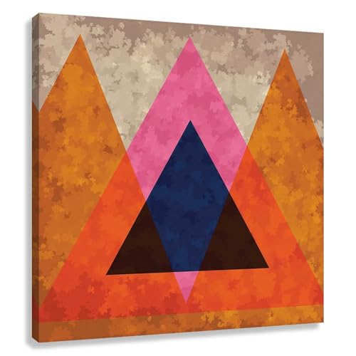 Novup Abstract Geometric Art Wall Triangular Fusion Canvas Print Decor Pictures Painting Artwork Colorful Triangles Modern Design Textured Background Bold Colors Living Room Bedroom 12X12Inch