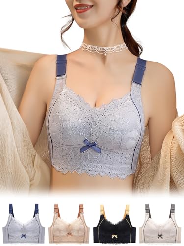 [veimia] 胸を小さく見せるブラ 小さく見せるブラ ノンワイヤー 着痩せブラ 和装ブラ ブラジャー 脇高 着痩せ･安定感･蒸れにくい 肌に優しい 締付け感なし 通気性がよく 胸を小さく見せる ブラ レース リボン 可愛い ブラジャー 大きいサイズ