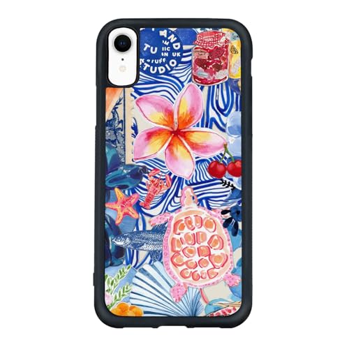 qizjio Summer Ocean Phone Case Shockproof Protective Floral Collage Cases for iPhone XR