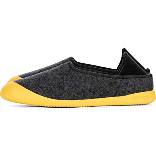 Mahabis Curve Classic Slippers, Comfy, Premium Unisex House Shoe For Indoors And Outdoors Larvik Dark Grey/Skane Yellow 42 (Us Men's 8.5-9, Women's 10.5-11) Medium #TOP1