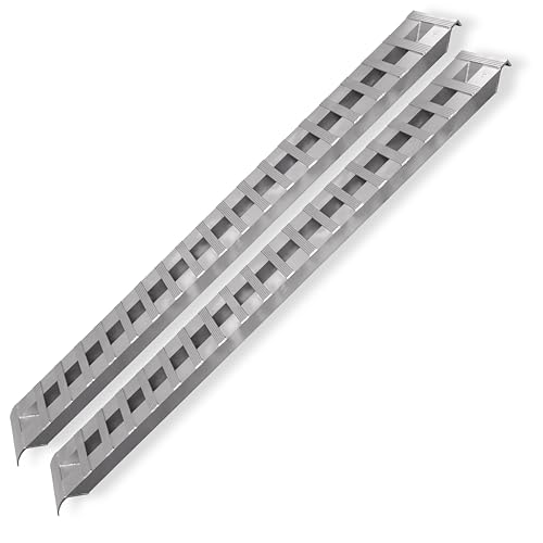 GEN-Y Hitch Heavy Duty Aluminum Loading Ramps - Set of 2 8 Feet Long x 15 Inches Wide 10000 lbs Capacity Hybrid Hook and Plate Ends Serrated Cross Rungs for Maximum Traction
