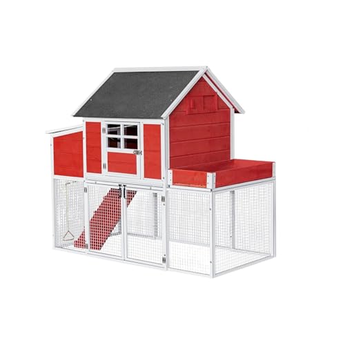 Advantek Win Pet Blooming Chicken Coop with Flower Bed and Nesting Box for 3-4 Chicken, Red
