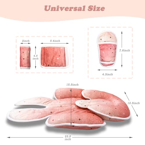 Image of Infant Car Seat Insert, Soft Baby Car Seat Head Body for Girl Boy, Reversible Baby Carriage Pad with Strap Covers Fit Car Seat, Stroller, Bouncer, Pink Star