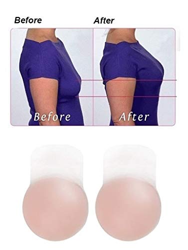 Sutiã Adesivo Levanta Seio Invisible Push Up Silicone Nude Cor:Bege;Tamanho:Único