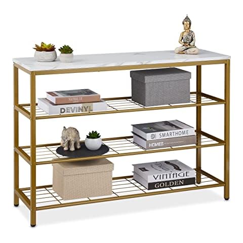 Console Relaxdays doré-Blanc Cover
