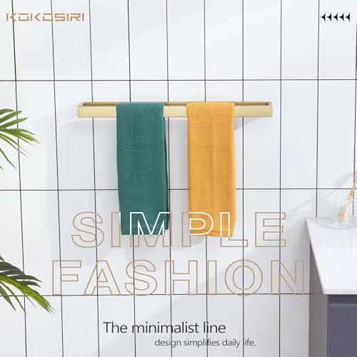Image of KOKOSIRI Towel Bar Brushed Gold Bath Towel Holder 24 Inch Kitchen Towel Hanger Rack Stainless Steel Bathroom Hardware Wall Mounted, 1 Pack B4008BG-L24