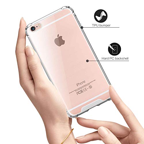 naykodi Hard Back Shock Proof Silicone Bumper Cover Case for Apple iPhone 6 / 6S (TPU+Polycarbonate | Transparent)