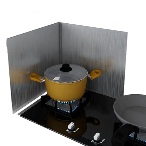 Splatter Guard Protector Shield Stove for Frying Non-Stick Stainless Steel Backsplash Anti Foldable Frying,Oil Splash Insulation Cooking Wall Easy to Clean 2 Pan (11.8 * 11.8 * 11.8)