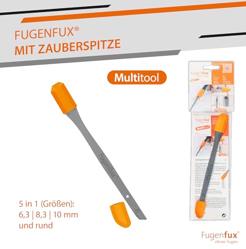 FUGENFUX® MULTITOOL | 2-in-1 Fugenabzieher mit Revolutionärer Zauberspitze & 5 Fugenformen | Vielseitiger Fugenglätter | Silikon-abzieher Made in Germany | Ideal für Silicon, Acryl & Mehr (Model 2024)