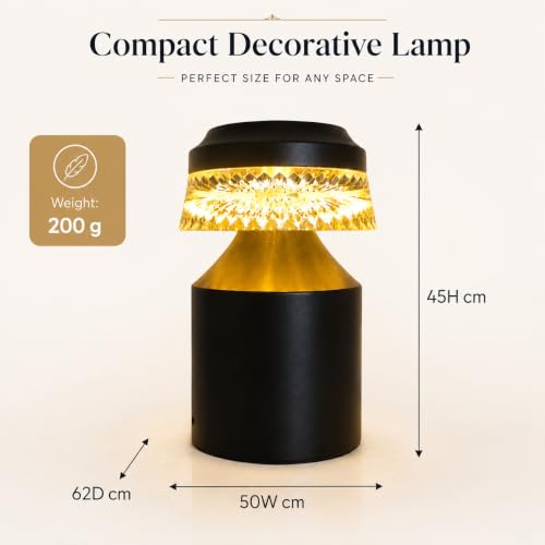 Image of One94Store Acrylic Crystal Desk Lamp Design-2 | Touch Control Dimmable Warm Light | USB Rechargeable Decorative Table Lamp for Bedroom, Living Room & Cafe