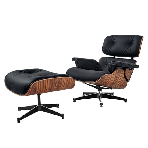 Moderner Fernsehsessel,loungesessel mit hocker,Liegesessel,Ergonomischer Stuhl,Relaxsessel aus Echtleder,Fernsehsessel mit Liegefunktion (Lightly acidified branch & blackish-green peel H 83.8)